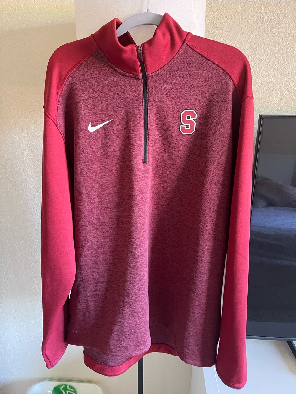 Nike Men’s Cardinal Red Quarter Zip Pullover with S Logo